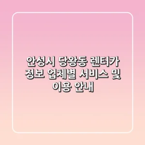 안성시 당왕동 렌터카 정보: 업체별 서비스 및 이용 안내