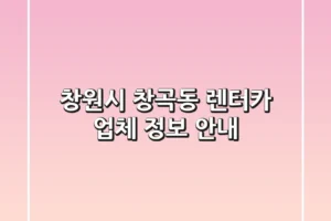 창원시 창곡동 렌터카 업체 정보 안내
