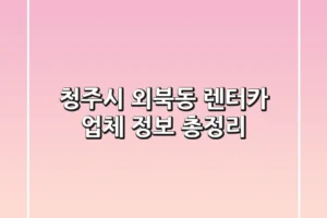청주시 외북동 렌터카 업체 정보 총정리