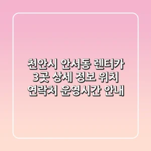 천안시 안서동 렌터카 3곳 상세 정보 - 위치, 연락처, 운영시간 안내