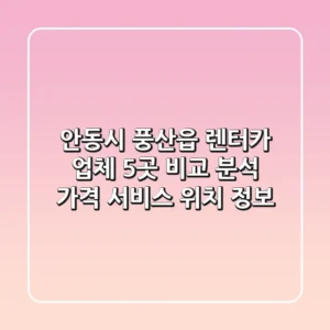 안동시 풍산읍 렌터카 업체 5곳 비교 분석 - 가격, 서비스, 위치 정보