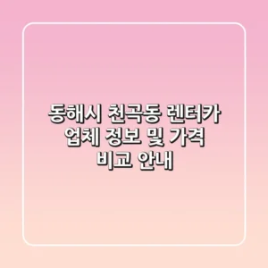 동해시 천곡동 렌터카: 업체 정보 및 가격 비교 안내