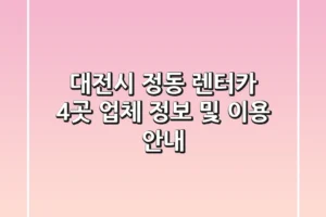 대전시 정동 렌터카 4곳 업체 정보 및 이용 안내