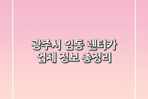 광주시 임동 렌터카 업체 정보 총정리