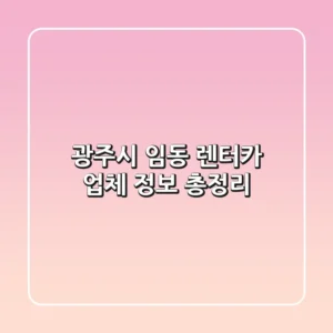 광주시 임동 렌터카 업체 정보 총정리