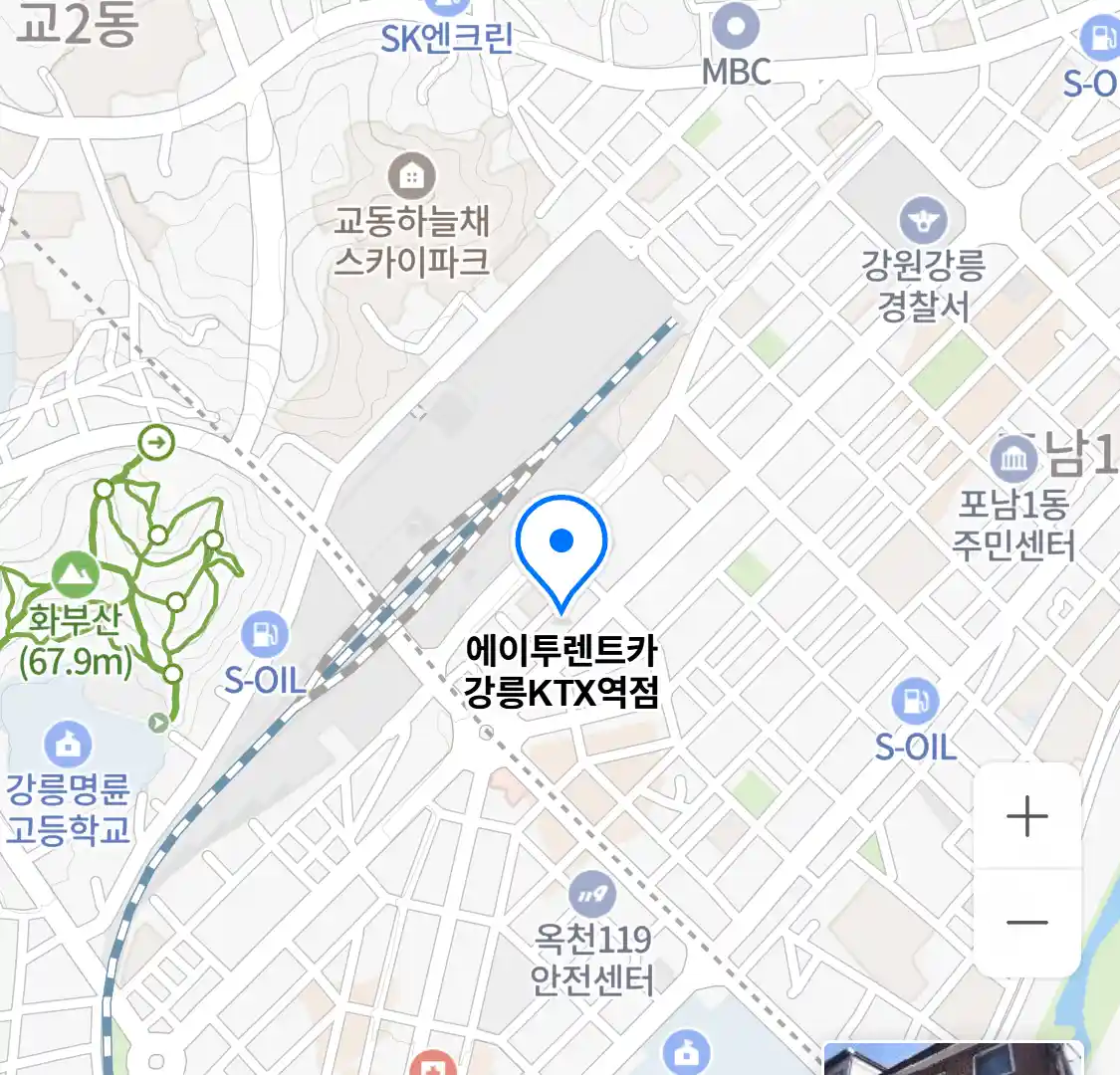 에이투렌트카 강릉KTX역점 위치